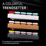 Cherry MX-LP 2.1 Compact Wireless Gaming Keyboard. RGB MX Silver Speed Switches. RGB Lighting Low-Profile MX Precision switches. 65% Size. 68 Keys. (Black & Orange)