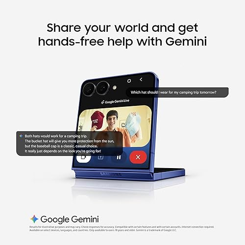 Samsung Galaxy Z Flip7 Cell Phone, 256GB AI Smartphone, Unlocked Android, high-res 50 MP Camera, Powerful Processor, Long Battery Life, 2025, US 1 Yr Manufacturer Warranty, Blue Shadow Blue Shadow 256GB Flip7 Phone Only