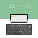Plugable Foldable Bluetooth Keyboard for iPad, iPhones, Android, and Windows, Full-Size Multi-Device Keyboard, Wireless and Portable with Included Stand (11.5 inches) Upgraded Version of BT-KEY3