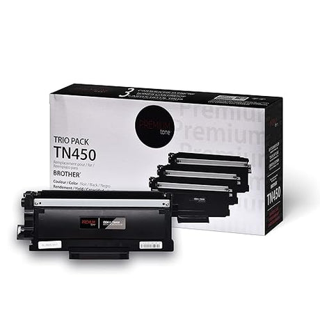 Premium Tone 3-Pack Replacement for Brother TN450 TN-450 - Black Toner