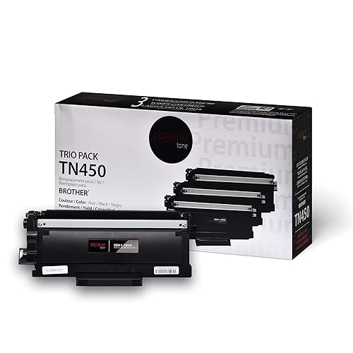 Premium Tone 3-Pack Replacement for Brother TN450 TN-450 - Black Toner