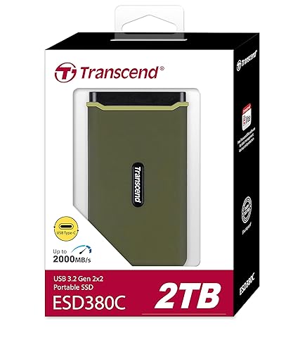 Transcend 2TB USB 3.2 Gen 2x2 USB Type-C ESD380C Portable SSD Solid State Drive TS2TESD380C, Green