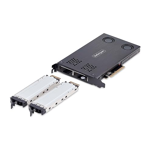 StarTech.com Dual-Bay M.2 NVMe SSD to PCIe x8 Removable Mobile Rack; PCI Express Bifurcation Required; Tool-Less Install