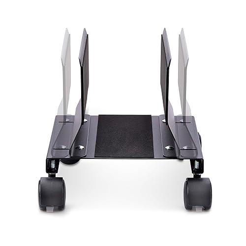 StarTech.com Computer Tower Cart, Rolling Mobile CPU Caddy on Wheels, Max Load 46.3lb/21kg, Adjustable Desktop Case Mount Rolling CPU Cart