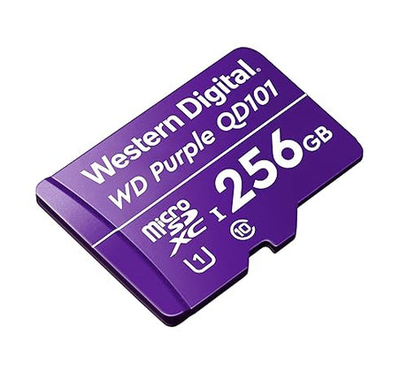 Western Digital WD Purple SC QD101 256GB Smart Video Surveillance microSDXC Card, Ultra Endurance Up to 128 TBW 1 Count (Pack of 1) Current Version