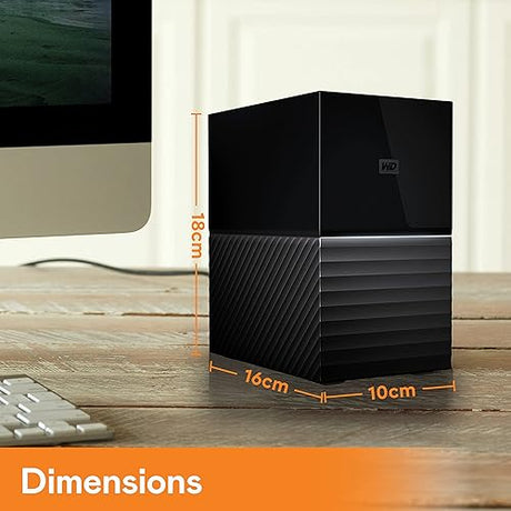 WD 44TB My Book Duo Desktop RAID External Hard Drive HDD, USB 3.1, with Password Protection and Auto Backup Software - WDBFBE0440JBK-NESN 44TB Dual Drive