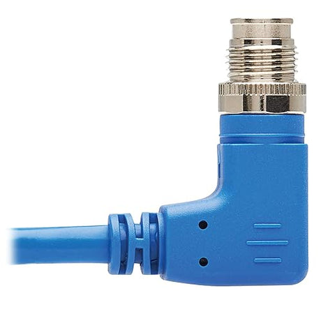 Tripp Lite M12 X-Code Right-Angle to RJ45 Cat6 Ethernet Cable (M/M), 1 Gbps, UTP, UL CMR-LP Certified for 60W PoE, Heavy-Duty IP68 Rating, 3.3 Feet / 1 Meter, (NM12-604-01M-BL) Right-Angle M12 to RJ45 3.3 ft / 1M