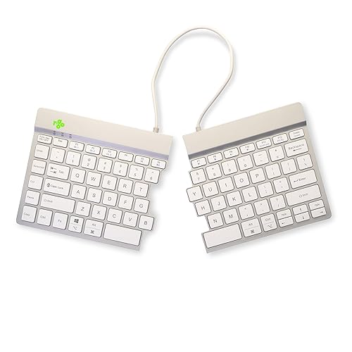 R-Go Split Keyboard, Scissor Mechanism, Anti-Carpal Tunnel, 2-Piece Ergonomic Design with Switching Software, Ultra Thin, QWERTY (US) Layout, Bluetooth 5.0, Compatible with Windows/Mac, White