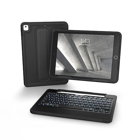 ZAGG Rugged Book iPad Case with Detachable Magnetic-Hinged Keyboard for iPad Air 3, iPad Pro 10.5 & 10.2 (9th Gen), Multi-Device Bluetooth, Apple Pencil Holder, Long-Lasting Battery, Wireless, Black iPad 10.2