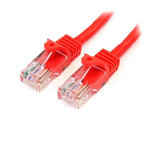 StarTech.com 50 ft. (15.2 m) Cat5e Ethernet Cable - Power Over Ethernet - Snagless - Red - Ethernet Network Cable (45PATCH50RD) 50 ft / 15m Red