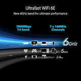 ASUS RT-AXE7800 Tri-band WiFi 6E (802.11ax) Router, 6GHz Band, ASUS Safe Browsing, Upgraded Network Security, Instant Guard, Built-in VPN Features, Parental Controls, 2.5G Port, AiMesh Support