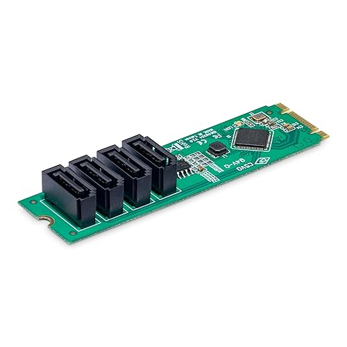 StarTech.com 4-Port M.2 to SATA Adapter Card, M.2 PCIe 3.0 to SATA HDD/SSD Expansion Card for Windows/macOS/Linux