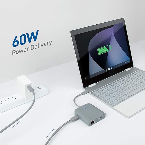 Cable Matters [Works with Chromebook Certified] USB C Hub Multiport Adapter with 4K HDMI, 2X USB 2.0, 480Mbps Ethernet, and 60W PD