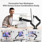 j5create Ergonomic Dual Monitor Mount, Fully Adjustable Monitor Desk Stand for 2 Screens up to 32 inch, Integrated Cable Management, Comes with Clamp and Grommet Mount Options (JTSA102)