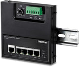 TRENDnet 5-Port Industrial Gigabit Poe+ Wall-Mounted Front Access Switch, 5X Gigabit Poe+ Ports, DIN-Rail Mount, 48 –57V DC Power Input, IP30, 120W Poe Budget,Lifetime Protection, TI-PG50F 5 Port Switch