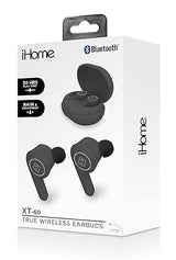 iHome XT-60 True Wireless Earbuds with Rechargeable Travel Case, Bluetooth Earphones with Microphone and Touch Control, White