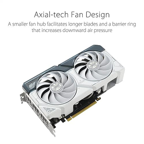 ASUS Dual GeForce RTX™ 4060 Ti White Edition 8GB GDDR6 (PCIe 4.0, 8GB GDDR6, DLSS 3, HDMI 2.1, DisplayPort 1.4a, Axial-tech Fan Design, 0dB Technology, and More) Dual|White RTX4060TI|8G|White