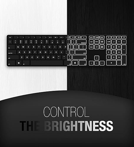 Matias FK416PCBTL Wireless Backlit Slim Keyboard with Numeric Keypad and 4-Device Sync - Compatible with Windows PC (Black)