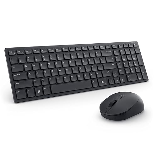 Dell KB555 Silent Keyboard and Mouse - 18 Programmable Shortcut Keys, Copilot Key, Secure Dual-Mode connectivity, Adjustable DPI, Ambidextrous, Low Battery LED Indicator, 3-Year Warranty - Black