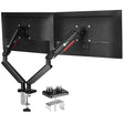 SIIG Dual Monitor Arm Stand for Desk - Fully Adjustable Gas Spring Mount Holds 22 lbs and 13-32 Inch Screens, VESA 75x75 100x100 with C-Clamp & Grommet (CE-MT3Y11-S1)