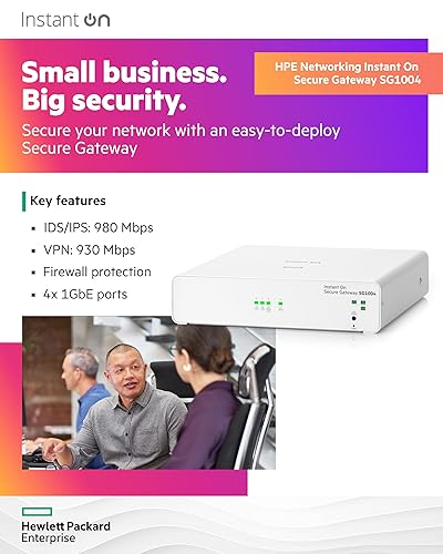 HPE Networking Instant On Secure Gateway SG1004 4-Port 1G Smart-Managed Gateway, 4X 1GBase-T, US Cord (S0G33A#ABA)