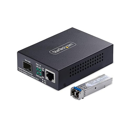 StarTech.com Gigabit Singlemode (SM) LC Fiber Media Converter, 10/100/1000 Mbps, 40km, RJ45 to LC, Full Metal, TAA Compliant