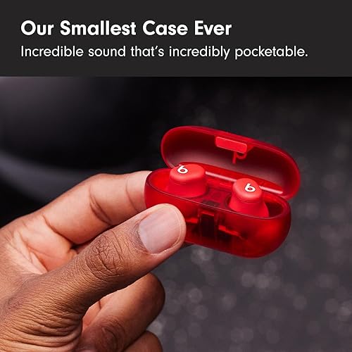 Beats Solo Buds — Wireless Bluetooth Earbuds | 18 Hours of Battery Life | Apple & Android Compatibility | Built-in Microphone - Transparent Red