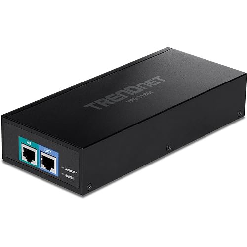 TRENDnet 10G PoE++ Injector, Supplies PoE (15.4W), PoE+ (30W), or PoE++ (90W), Converts a Non-PoE Port to A PoE ++ 10G Port, Metal Housing, Black, TPE-319GI 10G 90W