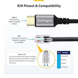 StarTech.com USB-C to RJ9 Adapter for Office Phone Handset or Wired/Wireless Headset, Use Landline Hardware, 6ft (1.8m) Cable