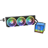Thermaltake MINECUBE 360 Ultra CPU Liquid Cooler; Intel/AMD Compatible; 3x120mm 500~2000rpm SWAFAN EX ARGB; MAGForce 2.0. 4X 3.95 TFT LCD Screens; Swappable Fan Blades; Black; CL-W481-PL12SW-A