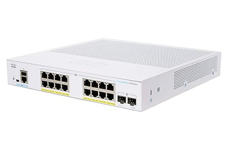 Cisco Business CBS350-16P-2G Managed Switch, 16 Port GE, PoE, 2x1G SFP, Limited Lifetime Protection (CBS350-16P-2G-NA) Switch 16-port GE / PoE+ / 120W / 2 x GE Uplinks