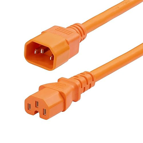 StarTech.com 6ft (1.8m) Heavy Duty PDU Power Cord, IEC 60320 C14 to C15, 15A 250V, 14AWG, Orange PDU Power Cable, Heavy Gauge Power Cable - UL Listed (8915-460Q-POWER-CORD)