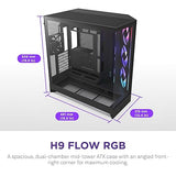 NZXT H9 Flow RGB (2025) Dual-Chamber Mid-Tower Case w/RGB Fans - All Black