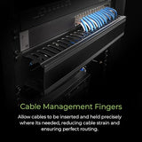 IOGEAR 2U 19 Horizontal Cable Management Duct with Cover and Mounting Screws, Slotted Finger Duct Wire Organizer for Server/Network/Equipment Rack and Cabinets GROHD2U