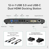 Plugable USB 3.0 Universal Docking Station for Windows, macOS, ChromeOS (Dual HDMI Monitors or DVI/VGA, Gigabit Ethernet, Audio, 6 USB Ports)
