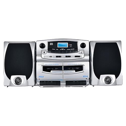 Supersonic SC-2121BT Bluetooth Entertainment Audio System, Bluetooth 5.0, op Loading MP3/CD Player, AM/FM Radio, USB Input, Double Cassette Recorder, High-Performance Detachable Speakers, AC/DC