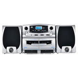 Supersonic SC-2121BT Bluetooth Entertainment Audio System, Bluetooth 5.0, op Loading MP3/CD Player, AM/FM Radio, USB Input, Double Cassette Recorder, High-Performance Detachable Speakers, AC/DC