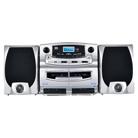 Supersonic SC-2121BT Bluetooth Entertainment Audio System, Bluetooth 5.0, op Loading MP3/CD Player, AM/FM Radio, USB Input, Double Cassette Recorder, High-Performance Detachable Speakers, AC/DC