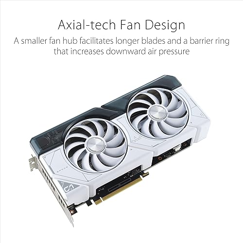 ASUS Dual GeForce RTX™ 4070 White Edition 12GB GDDR6X (PCIe 4.0, 12GB GDDR6X, DLSS 3, HDMI 2.1, DisplayPort 1.4a, 2.56-Slot Design, Axial-tech Fan Design, 0dB Technology, and More)