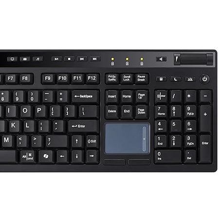 Adesso WKB-4450UB Wireless Keyboard with 104 Key Touchpad and Multi-OS USB Receiver Compatible with MacOS and Multimedia Hot Keys Volume Control with Scroll Wheel