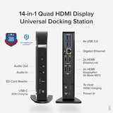 Plugable 14-in-1 USB C Docking Station | 4X HDMI Quad Dock with 100W Charging, HDMI Displays | Compatible with Windows, Thunderbolt (4X USB, 1x USB-C, Ethernet, SD Card, Audio) UD-3900C4