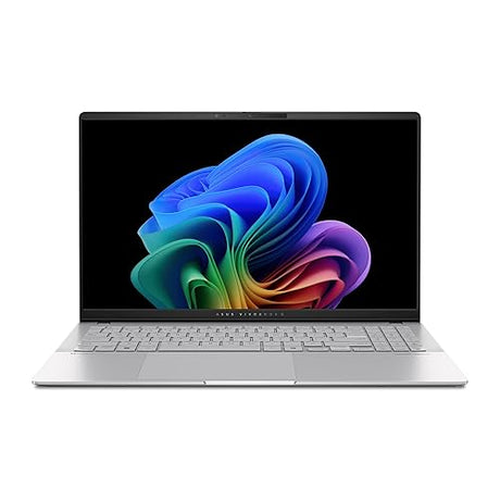 ASUS Vivobook S 15; Copilot+ PC, 15.6 Thin and Light Laptop, 3K 120Hz OLED, Snapdragon® X Plus Processor, 16GB Memory, 1 TB SSD, Copilot Key, Wi-Fi 7, Cool Silver, S5507QA-DB71-CB