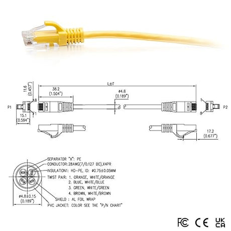 3ft (0.9m) Cat6a Snagless Unshielded (UTP) Slim Ethernet Network Patch Cable - Yellow 3FT Yellow