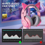 Edifier G5BT CAT Wireless Bluetooth Gaming Headset with Mic, Wired Cat Ear Headphones, Over Ear Headphones with Detachable Cat Ear, RGB Light, for PC, PS5, PS4, Nintendo Switch (Pink)