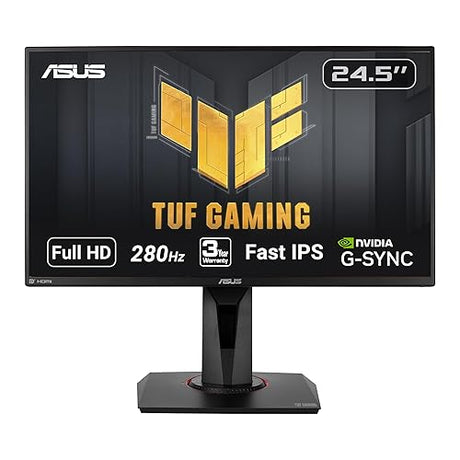 ASUS TUF Gaming VG259QM 24.5” Monitor, 1080P Full HD (1920 x 1080), Fast IPS, 280Hz (Supports 144Hz), G-SYNC Compatible, Extreme Low Motion Blur Sync, 1ms, DisplayHDR™ 400, Eye Care, DisplayPort HDMI
