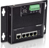 TRENDnet 5-Port Industrial Gigabit Poe+ Wall-Mounted Front Access Switch, 5X Gigabit Poe+ Ports, DIN-Rail Mount, 48 –57V DC Power Input, IP30, 120W Poe Budget,Lifetime Protection, TI-PG50F 5 Port Switch