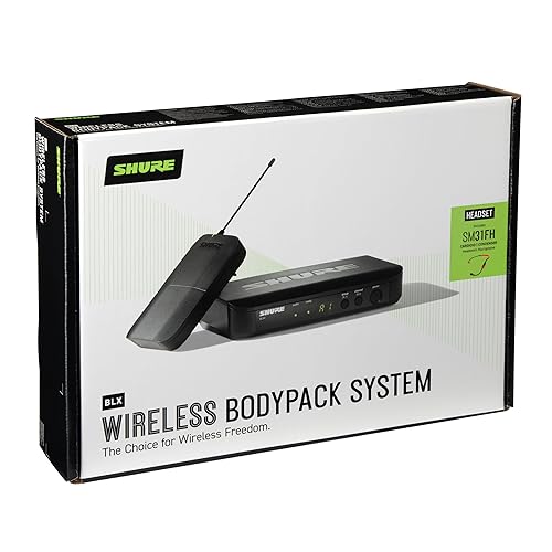 Shure BLX14/SM31 UHF Wireless Microphone System - Perfect for Fitness, Aerobics - 14-Hour Battery Life, 100m Range | Includes SM31FH Fitness Headset Mic, Single Channel Receiver | H9 Band H9 Band (512-542 MHz)