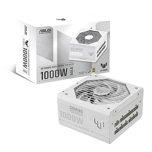 ASUS TUF Gaming 1000W Gold White Edition (1000 Watt, Fully Modular Power Supply, 80+ Gold Certified, Military-Grade Components, Dual Ball Bearing, Axial-tech Fan, PCB Coating, 10 Year Warranty) TUF Gaming 1000W|White