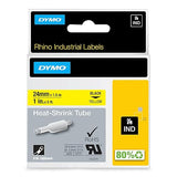 DYMO Rhino Industrial Heat-Shrink Cable Label Tubes | 1/2 x 5' (12mm x 1.5m) | Black Print on Yellow | for Rhino Label Makers 1/2 (12MM) Black on Yellow