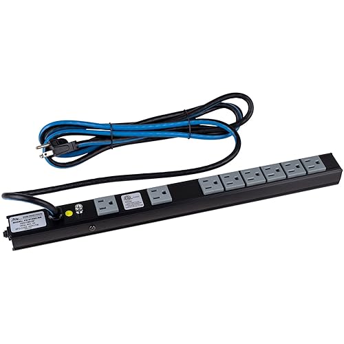 15 Amp High Density Slim Power Strip, Extra-Short 8 Outlet